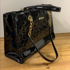 Anne Klein Black Patent quilted handbag